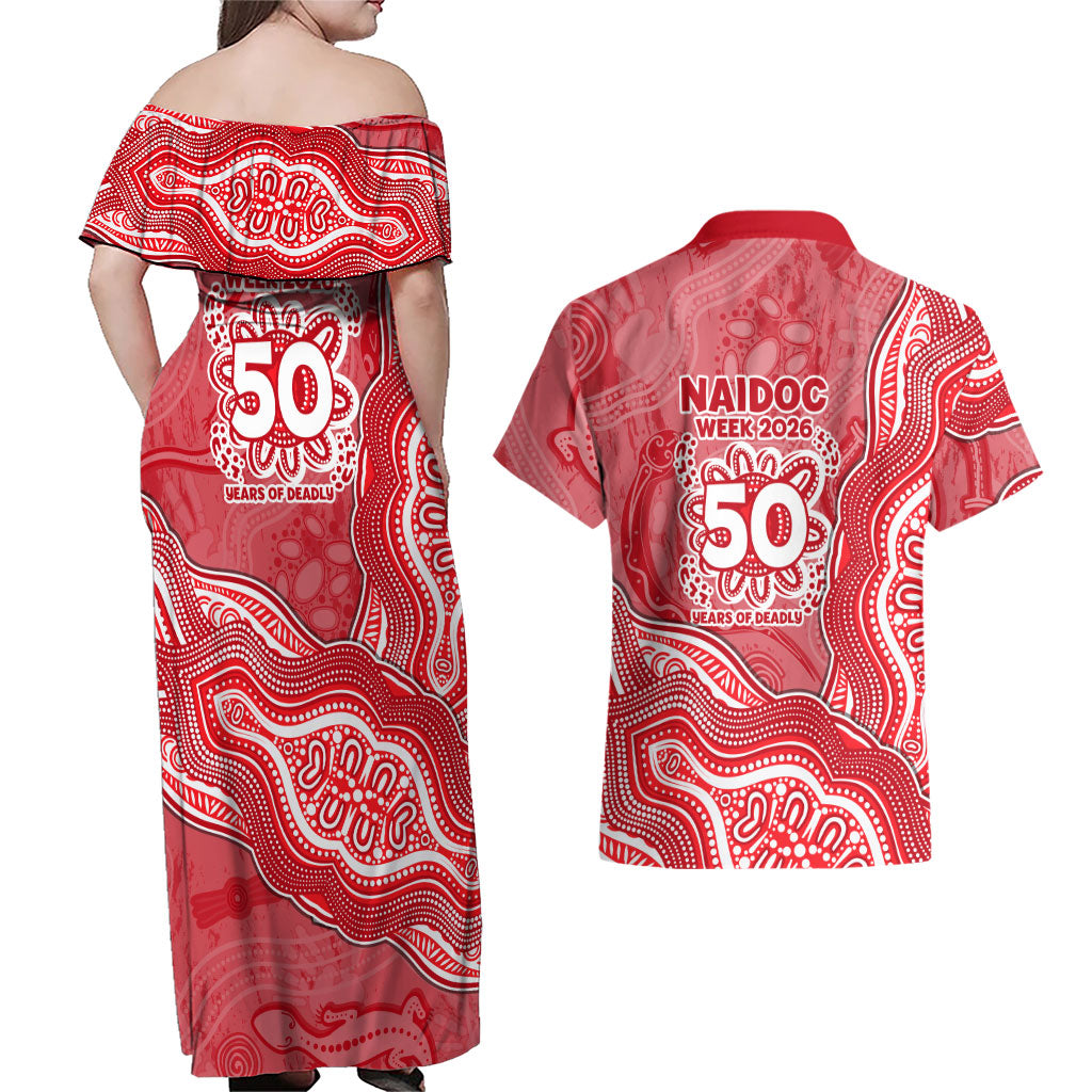 Dolphins NAIDOC Week 2026 Couples Matching Off Shoulder Maxi Dress and Hawaiian Shirt First Nations of Australia Aboriginal Mascot Rugby