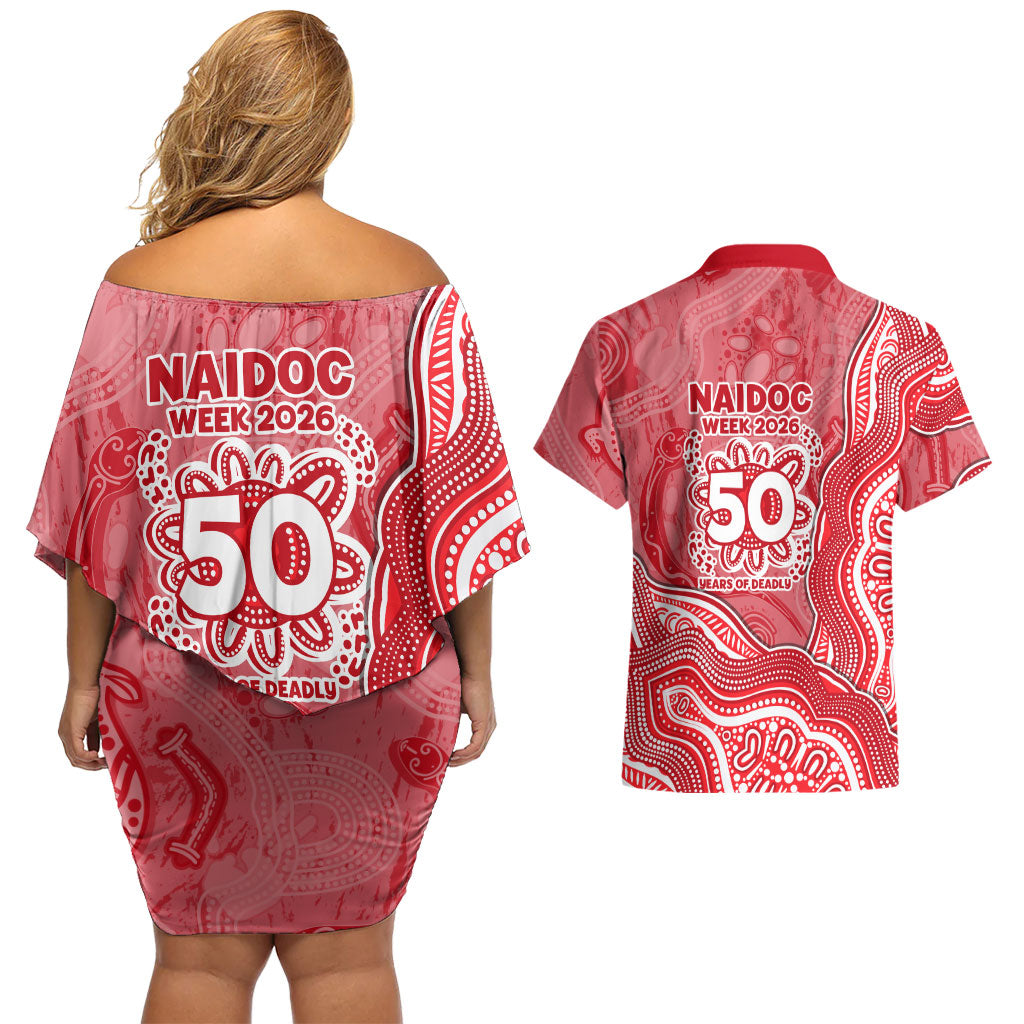 Dolphins NAIDOC Week 2026 Couples Matching Off Shoulder Short Dress and Hawaiian Shirt First Nations of Australia Aboriginal Mascot Rugby