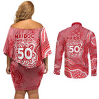 Dolphins NAIDOC Week 2026 Couples Matching Off Shoulder Short Dress and Long Sleeve Button Shirt First Nations of Australia Aboriginal Mascot Rugby