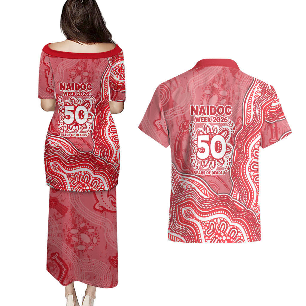 Dolphins NAIDOC Week 2026 Couples Matching Puletasi and Hawaiian Shirt First Nations of Australia Aboriginal Mascot Rugby