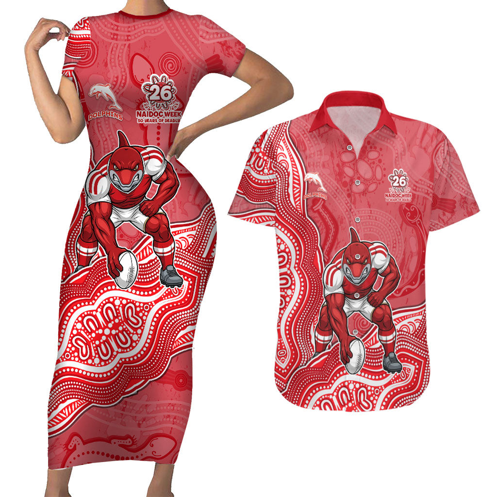 Dolphins NAIDOC Week 2026 Couples Matching Short Sleeve Bodycon Dress and Hawaiian Shirt First Nations of Australia Aboriginal Mascot Rugby