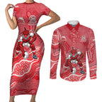 Dolphins NAIDOC Week 2026 Couples Matching Short Sleeve Bodycon Dress and Long Sleeve Button Shirt First Nations of Australia Aboriginal Mascot Rugby