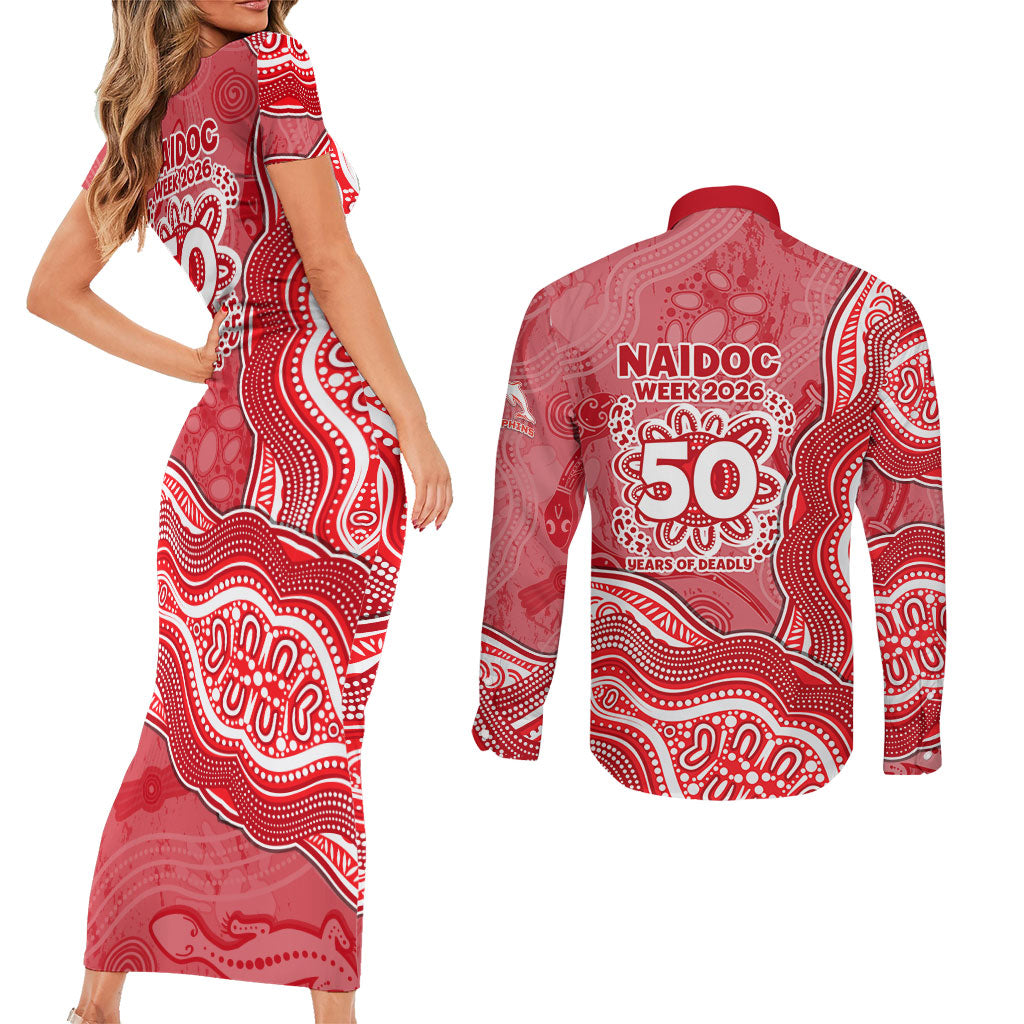 Dolphins NAIDOC Week 2026 Couples Matching Short Sleeve Bodycon Dress and Long Sleeve Button Shirt First Nations of Australia Aboriginal Mascot Rugby