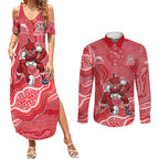 Dolphins NAIDOC Week 2026 Couples Matching Summer Maxi Dress and Long Sleeve Button Shirt First Nations of Australia Aboriginal Mascot Rugby