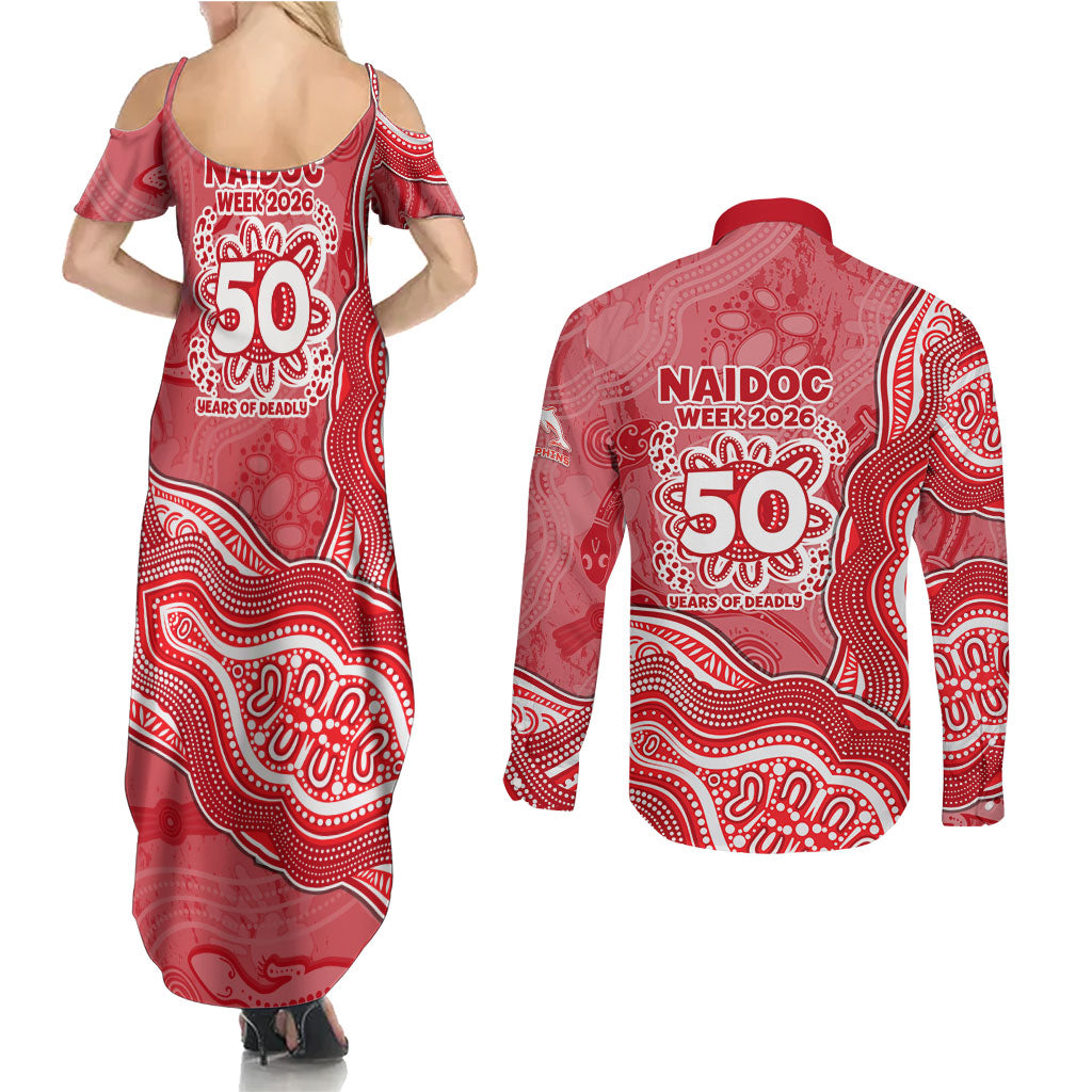 Dolphins NAIDOC Week 2026 Couples Matching Summer Maxi Dress and Long Sleeve Button Shirt First Nations of Australia Aboriginal Mascot Rugby