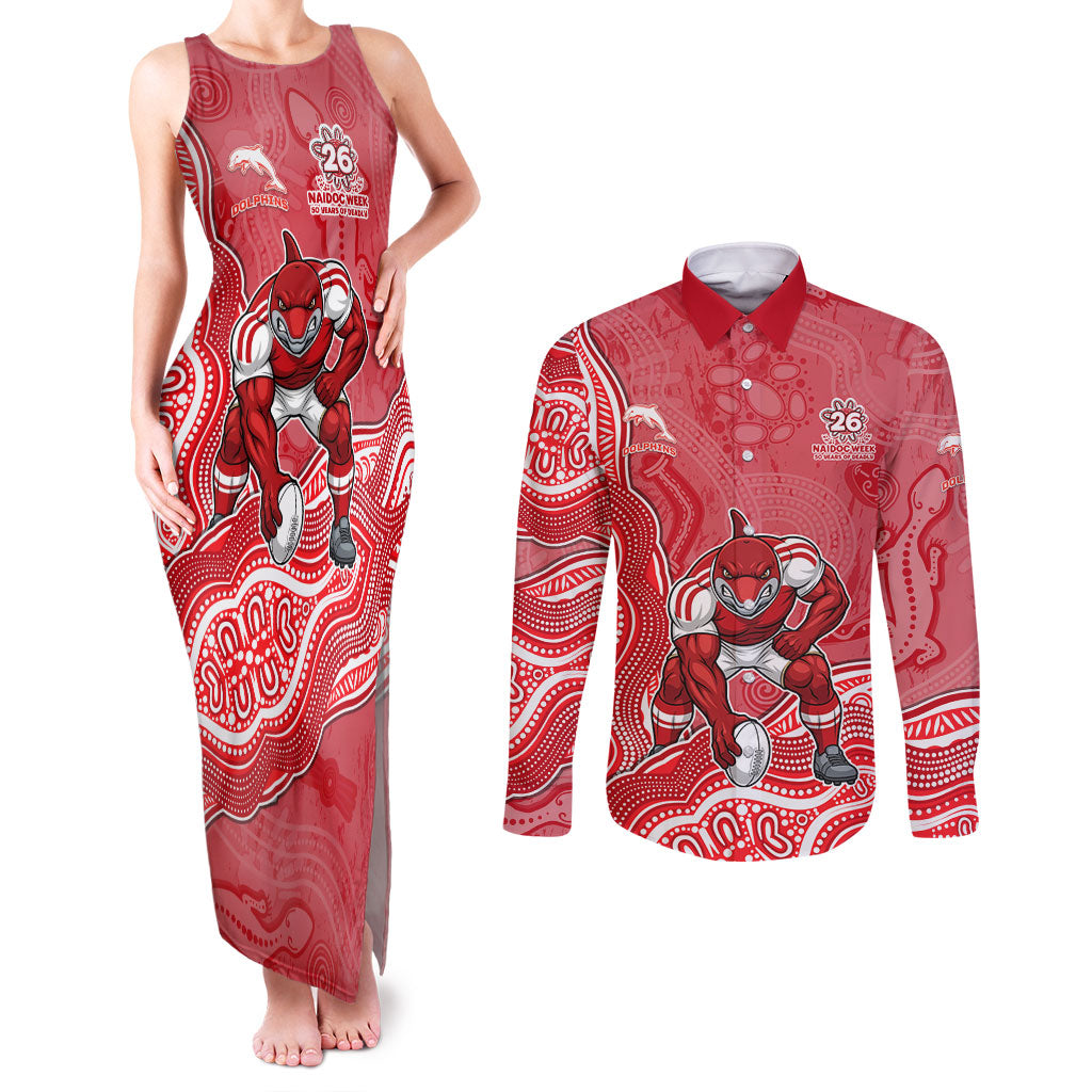 Dolphins NAIDOC Week 2026 Couples Matching Tank Maxi Dress and Long Sleeve Button Shirt First Nations of Australia Aboriginal Mascot Rugby