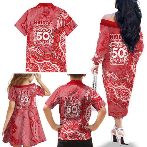 Dolphins NAIDOC Week 2026 Family Matching Off The Shoulder Long Sleeve Dress and Hawaiian Shirt First Nations of Australia Aboriginal Mascot Rugby