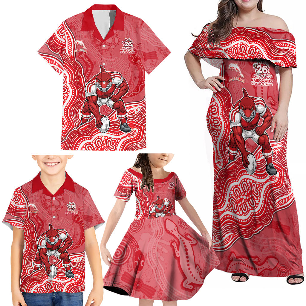 Dolphins NAIDOC Week 2026 Family Matching Off Shoulder Maxi Dress and Hawaiian Shirt First Nations of Australia Aboriginal Mascot Rugby