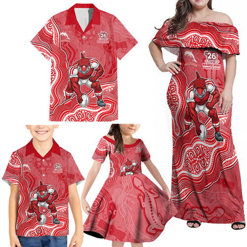 Dolphins NAIDOC Week 2026 Family Matching Off Shoulder Maxi Dress and Hawaiian Shirt First Nations of Australia Aboriginal Mascot Rugby