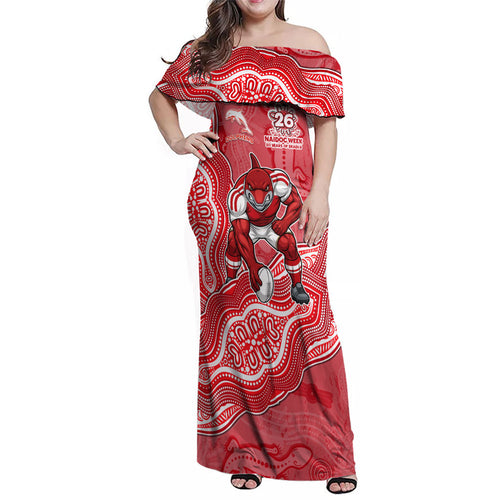 Dolphins NAIDOC Week 2026 Family Matching Off Shoulder Maxi Dress and Hawaiian Shirt First Nations of Australia Aboriginal Mascot Rugby