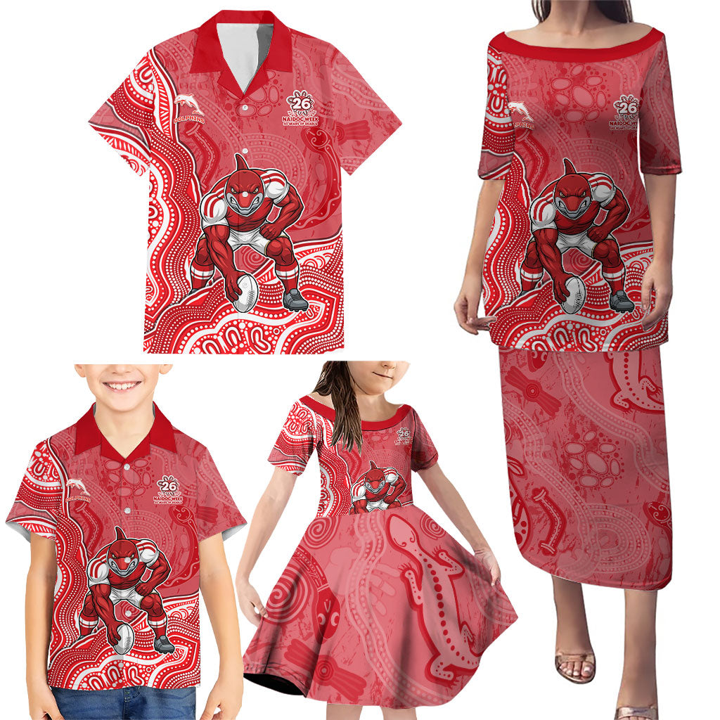 Dolphins NAIDOC Week 2026 Family Matching Puletasi and Hawaiian Shirt First Nations of Australia Aboriginal Mascot Rugby