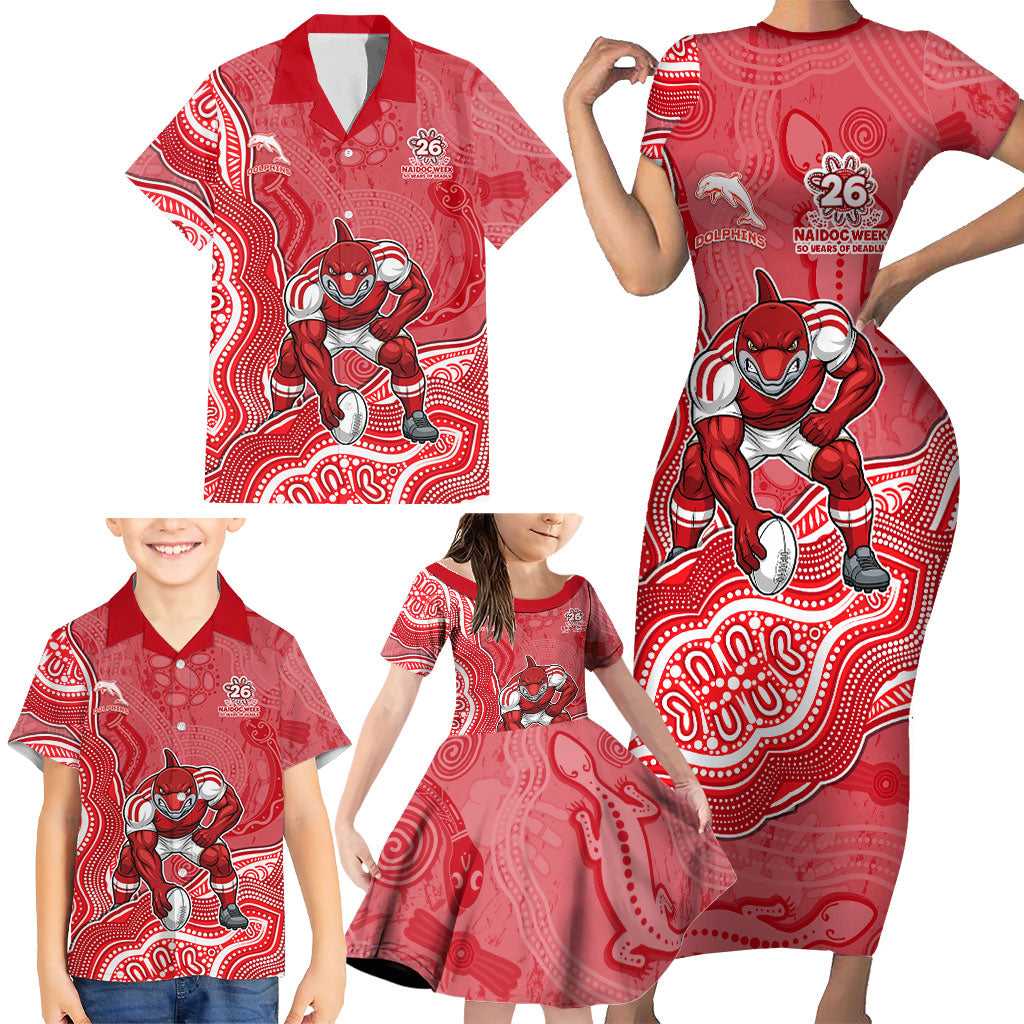 Dolphins NAIDOC Week 2026 Family Matching Short Sleeve Bodycon Dress and Hawaiian Shirt First Nations of Australia Aboriginal Mascot Rugby