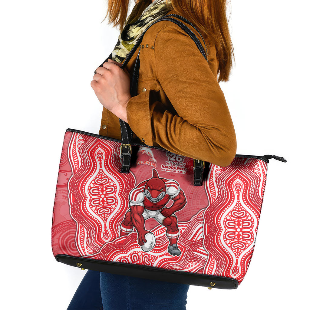Dolphins NAIDOC Week 2026 Leather Tote Bag First Nations of Australia Aboriginal Mascot Rugby