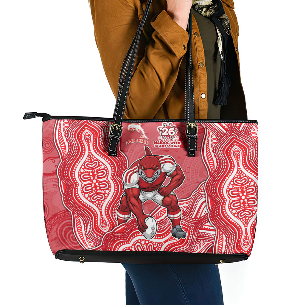 Dolphins NAIDOC Week 2026 Leather Tote Bag First Nations of Australia Aboriginal Mascot Rugby