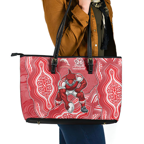Dolphins NAIDOC Week 2026 Leather Tote Bag First Nations of Australia Aboriginal Mascot Rugby