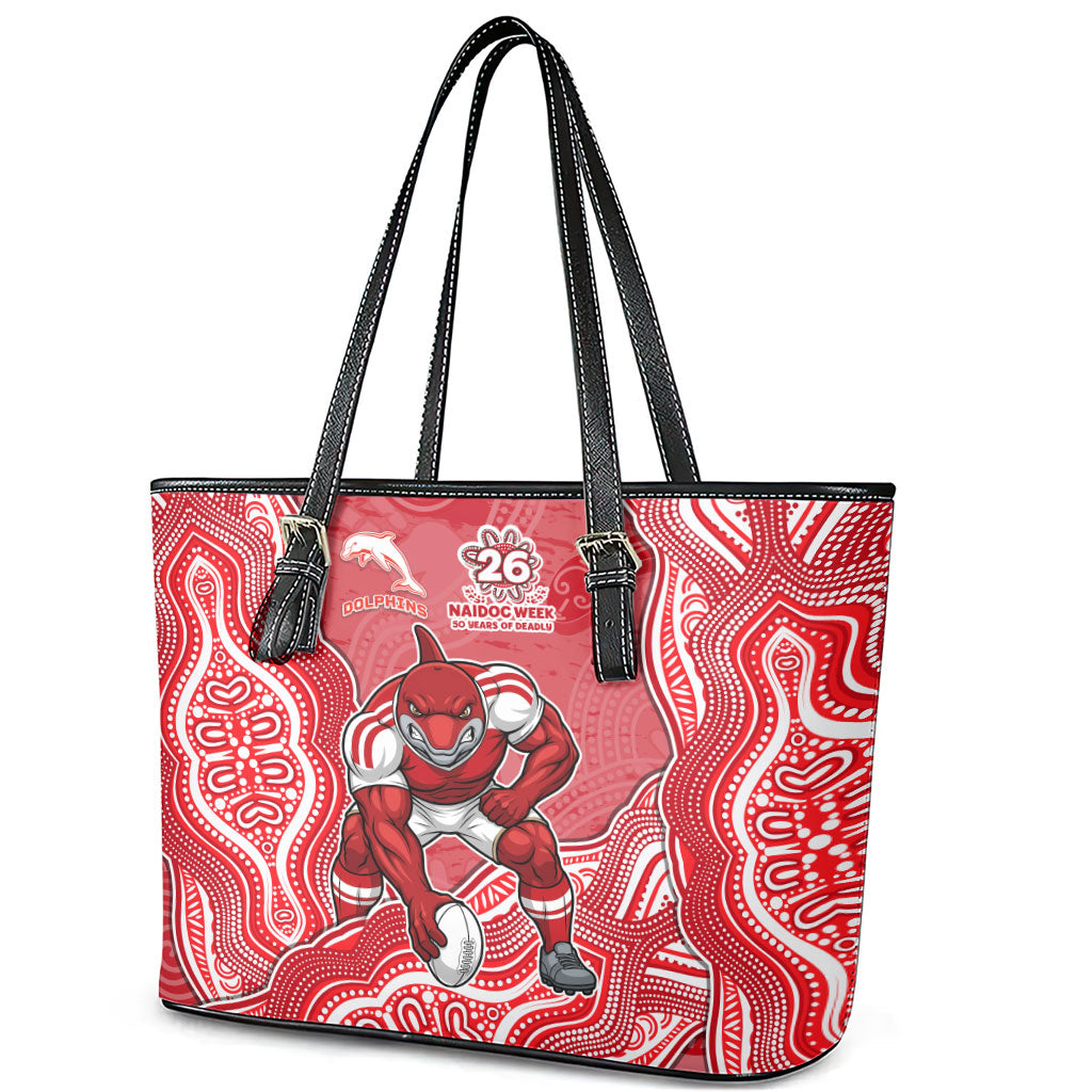 Dolphins NAIDOC Week 2026 Leather Tote Bag First Nations of Australia Aboriginal Mascot Rugby