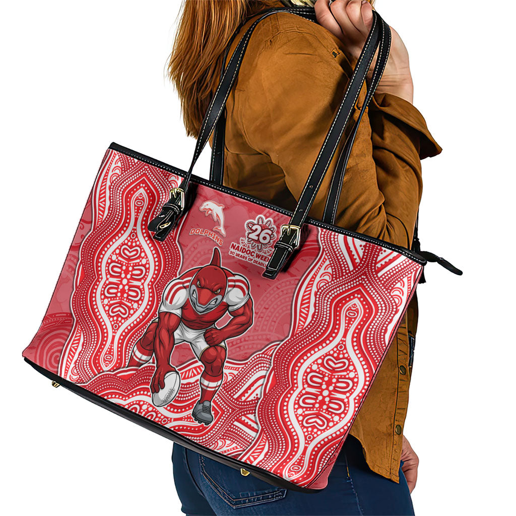 Dolphins NAIDOC Week 2026 Leather Tote Bag First Nations of Australia Aboriginal Mascot Rugby