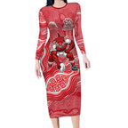 Dolphins NAIDOC Week 2026 Long Sleeve Bodycon Dress First Nations of Australia Aboriginal Mascot Rugby