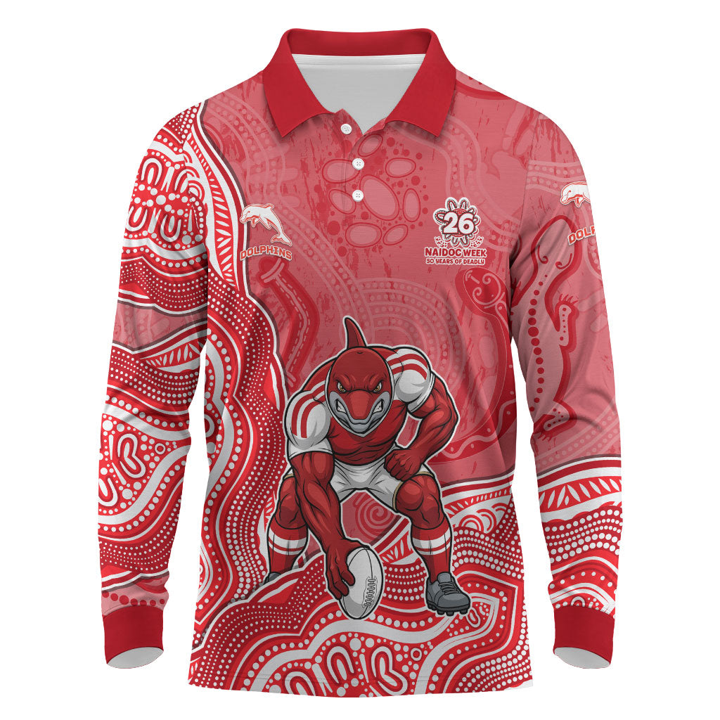 Dolphins NAIDOC Week 2026 Long Sleeve Polo Shirt First Nations of Australia Aboriginal Mascot Rugby