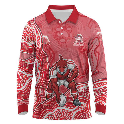 Dolphins NAIDOC Week 2026 Long Sleeve Polo Shirt First Nations of Australia Aboriginal Mascot Rugby