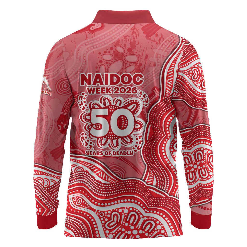 Dolphins NAIDOC Week 2026 Long Sleeve Polo Shirt First Nations of Australia Aboriginal Mascot Rugby