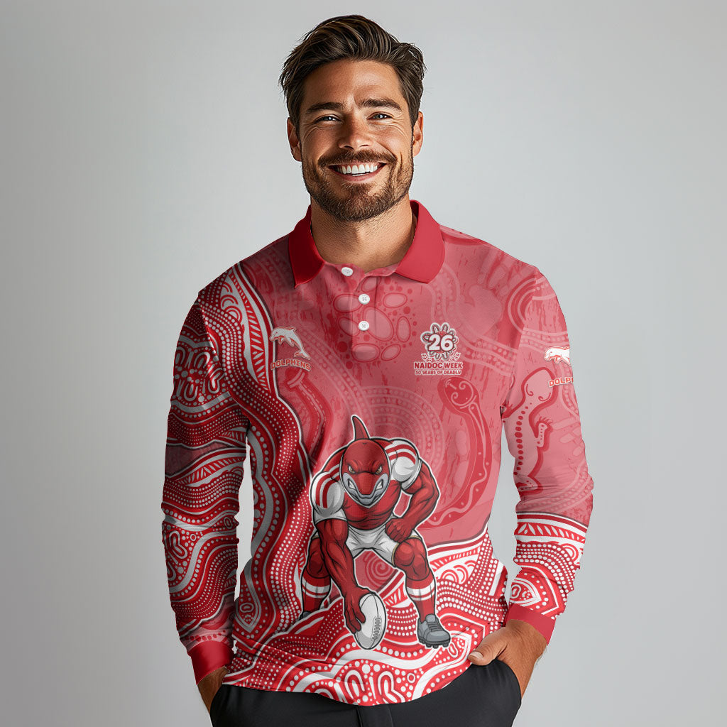Dolphins NAIDOC Week 2026 Long Sleeve Polo Shirt First Nations of Australia Aboriginal Mascot Rugby