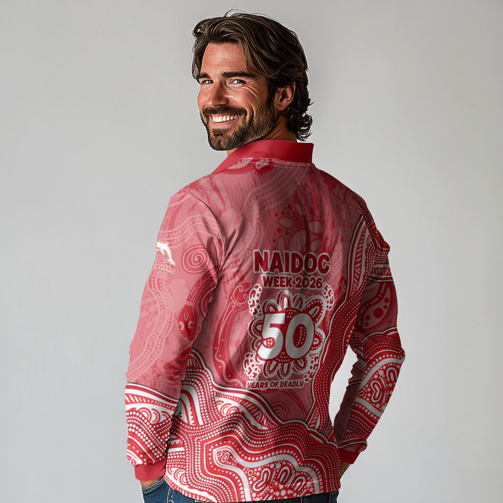Dolphins NAIDOC Week 2026 Long Sleeve Polo Shirt First Nations of Australia Aboriginal Mascot Rugby
