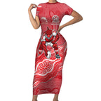 Dolphins NAIDOC Week 2026 Short Sleeve Bodycon Dress First Nations of Australia Aboriginal Mascot Rugby