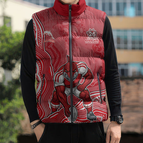 Dolphins NAIDOC Week 2026 Sleeveless Puffer Jacket First Nations of Australia Aboriginal Mascot Rugby