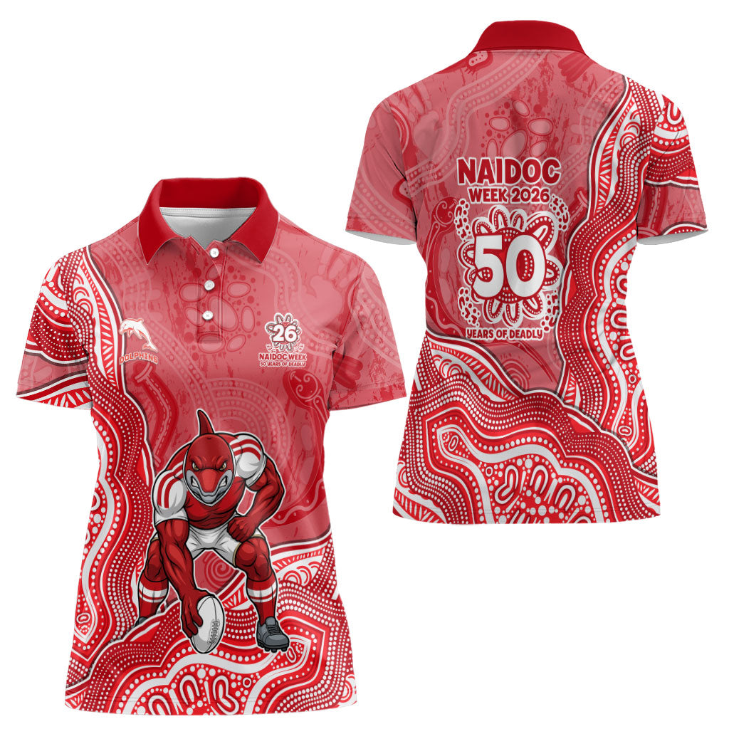 Dolphins NAIDOC Week 2026 Women Polo Shirt First Nations of Australia Aboriginal Mascot Rugby