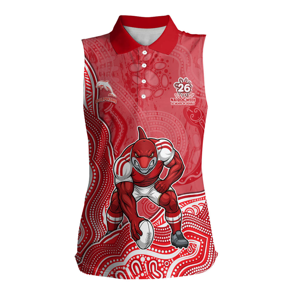 Dolphins NAIDOC Week 2026 Women Sleeveless Polo Shirt First Nations of Australia Aboriginal Mascot Rugby