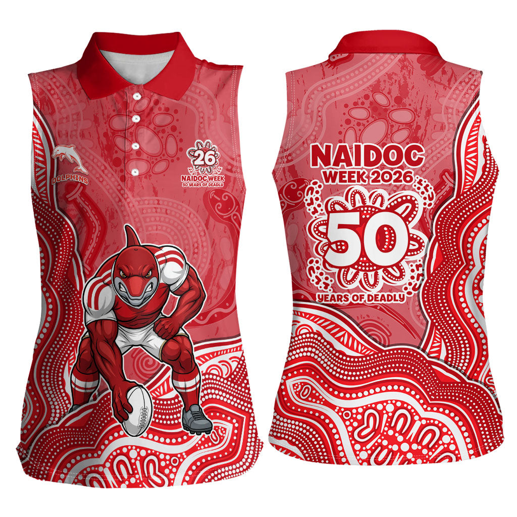 Dolphins NAIDOC Week 2026 Women Sleeveless Polo Shirt First Nations of Australia Aboriginal Mascot Rugby