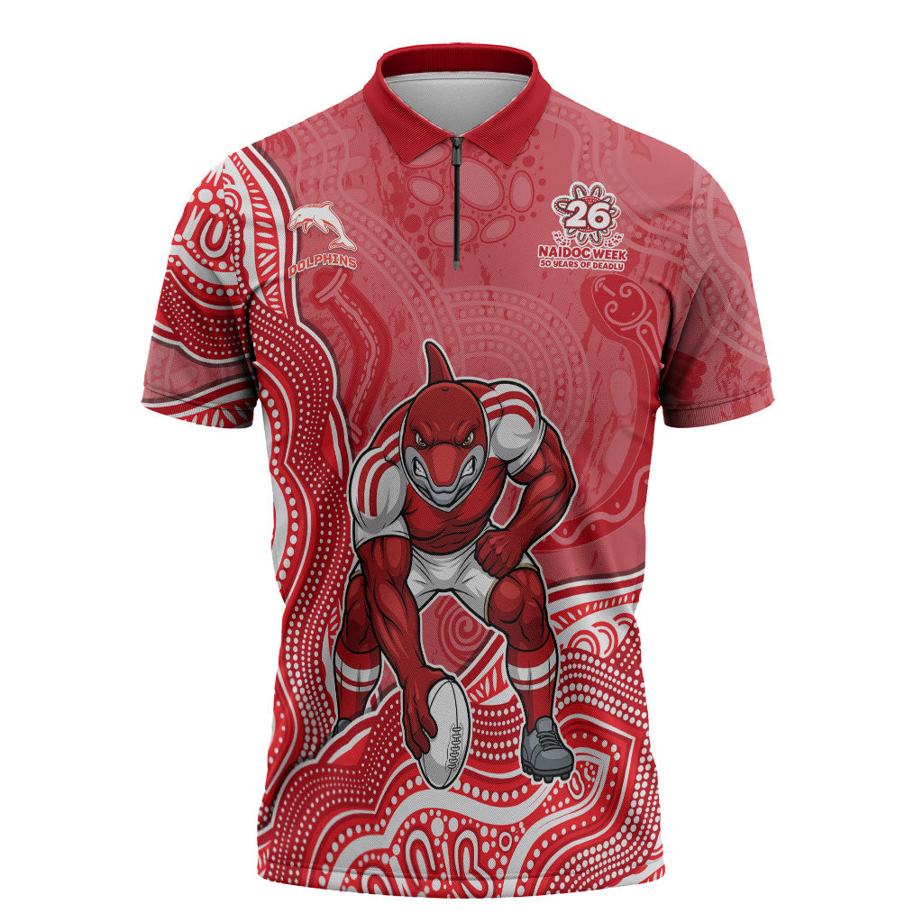 Dolphins NAIDOC Week 2026 Zipper Polo Shirt First Nations of Australia Aboriginal Mascot Rugby