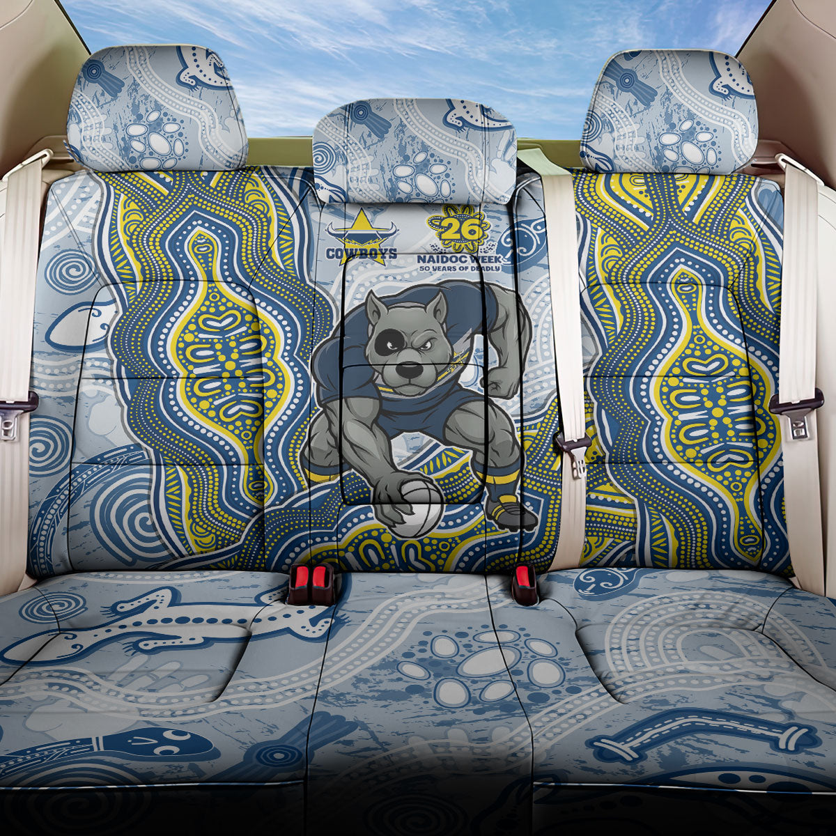 North Queensland Cowboys NAIDOC Week 2026 Back Car Seat Cover First Nations of Australia Aboriginal Mascot Rugby