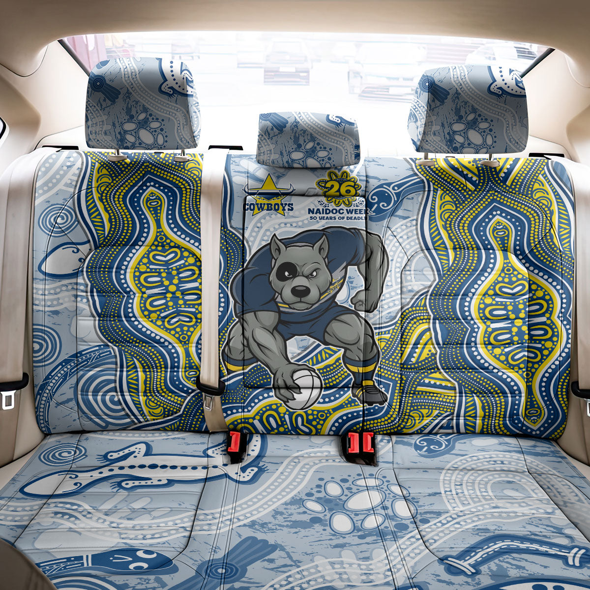 North Queensland Cowboys NAIDOC Week 2026 Back Car Seat Cover First Nations of Australia Aboriginal Mascot Rugby