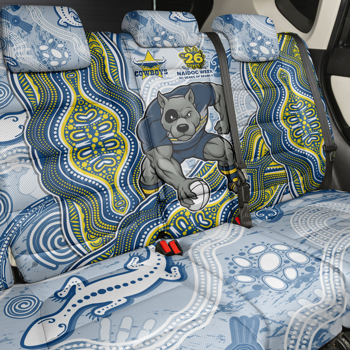 North Queensland Cowboys NAIDOC Week 2026 Back Car Seat Cover First Nations of Australia Aboriginal Mascot Rugby