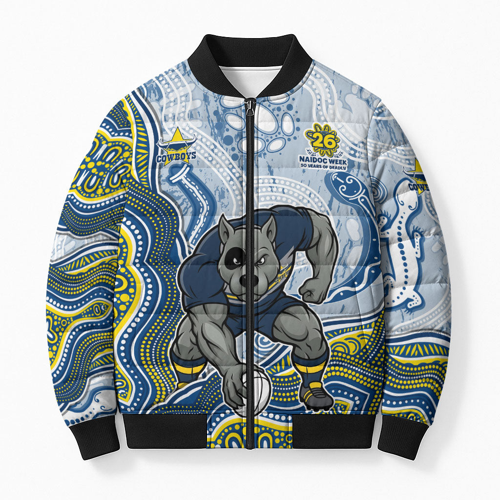 North Queensland Cowboys NAIDOC Week 2026 Bomber Puffer Jacket First Nations of Australia Aboriginal Mascot Rugby
