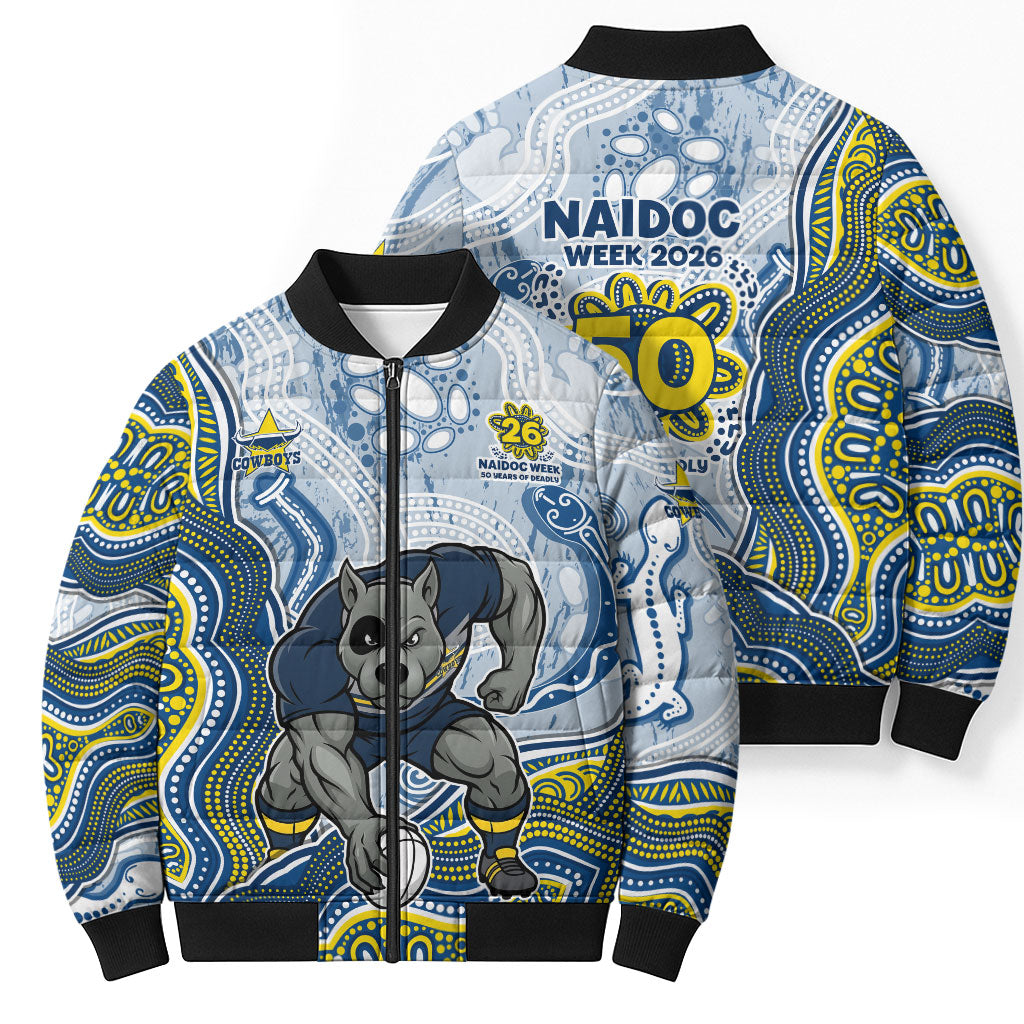 North Queensland Cowboys NAIDOC Week 2026 Bomber Puffer Jacket First Nations of Australia Aboriginal Mascot Rugby