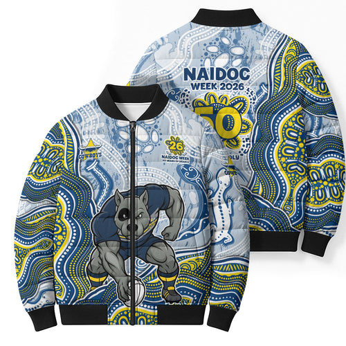 North Queensland Cowboys NAIDOC Week 2026 Bomber Puffer Jacket First Nations of Australia Aboriginal Mascot Rugby