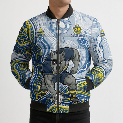 North Queensland Cowboys NAIDOC Week 2026 Bomber Puffer Jacket First Nations of Australia Aboriginal Mascot Rugby
