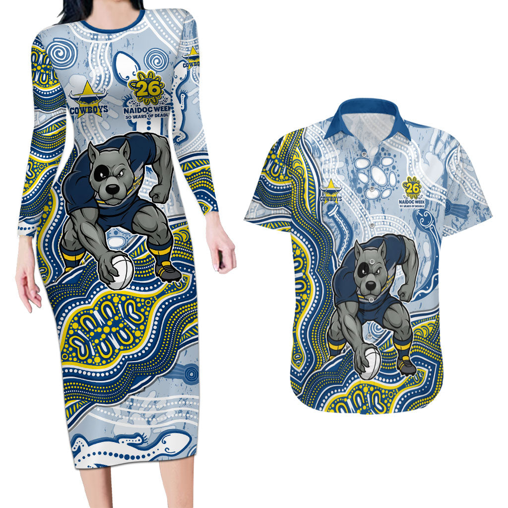 North Queensland Cowboys NAIDOC Week 2026 Couples Matching Long Sleeve Bodycon Dress and Hawaiian Shirt First Nations of Australia Aboriginal Mascot Rugby