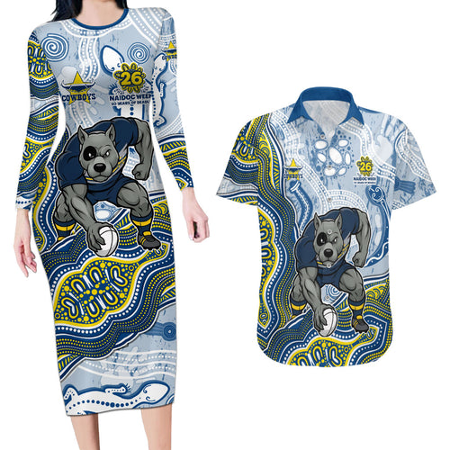 North Queensland Cowboys NAIDOC Week 2026 Couples Matching Long Sleeve Bodycon Dress and Hawaiian Shirt First Nations of Australia Aboriginal Mascot Rugby