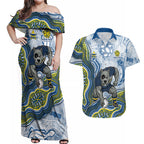North Queensland Cowboys NAIDOC Week 2026 Couples Matching Off Shoulder Maxi Dress and Hawaiian Shirt First Nations of Australia Aboriginal Mascot Rugby