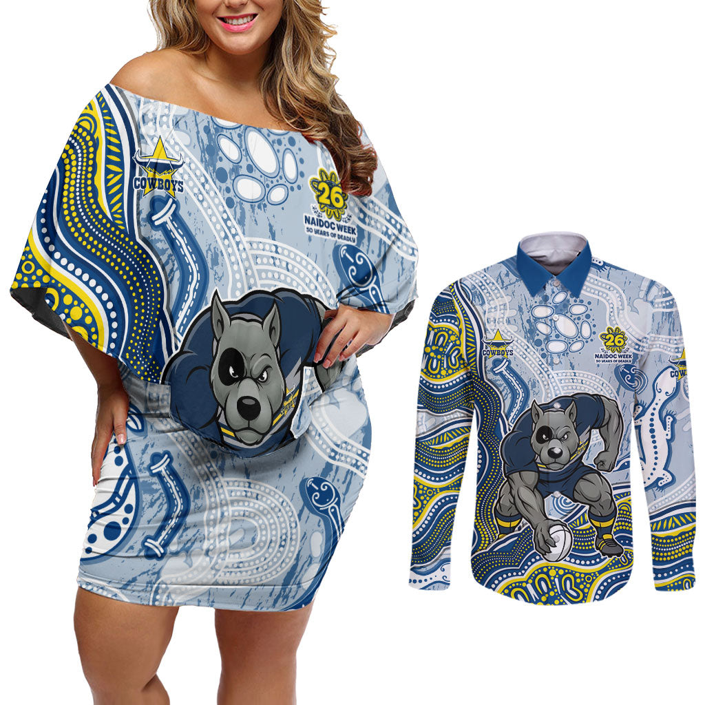North Queensland Cowboys NAIDOC Week 2026 Couples Matching Off Shoulder Short Dress and Long Sleeve Button Shirt First Nations of Australia Aboriginal Mascot Rugby