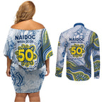 North Queensland Cowboys NAIDOC Week 2026 Couples Matching Off Shoulder Short Dress and Long Sleeve Button Shirt First Nations of Australia Aboriginal Mascot Rugby