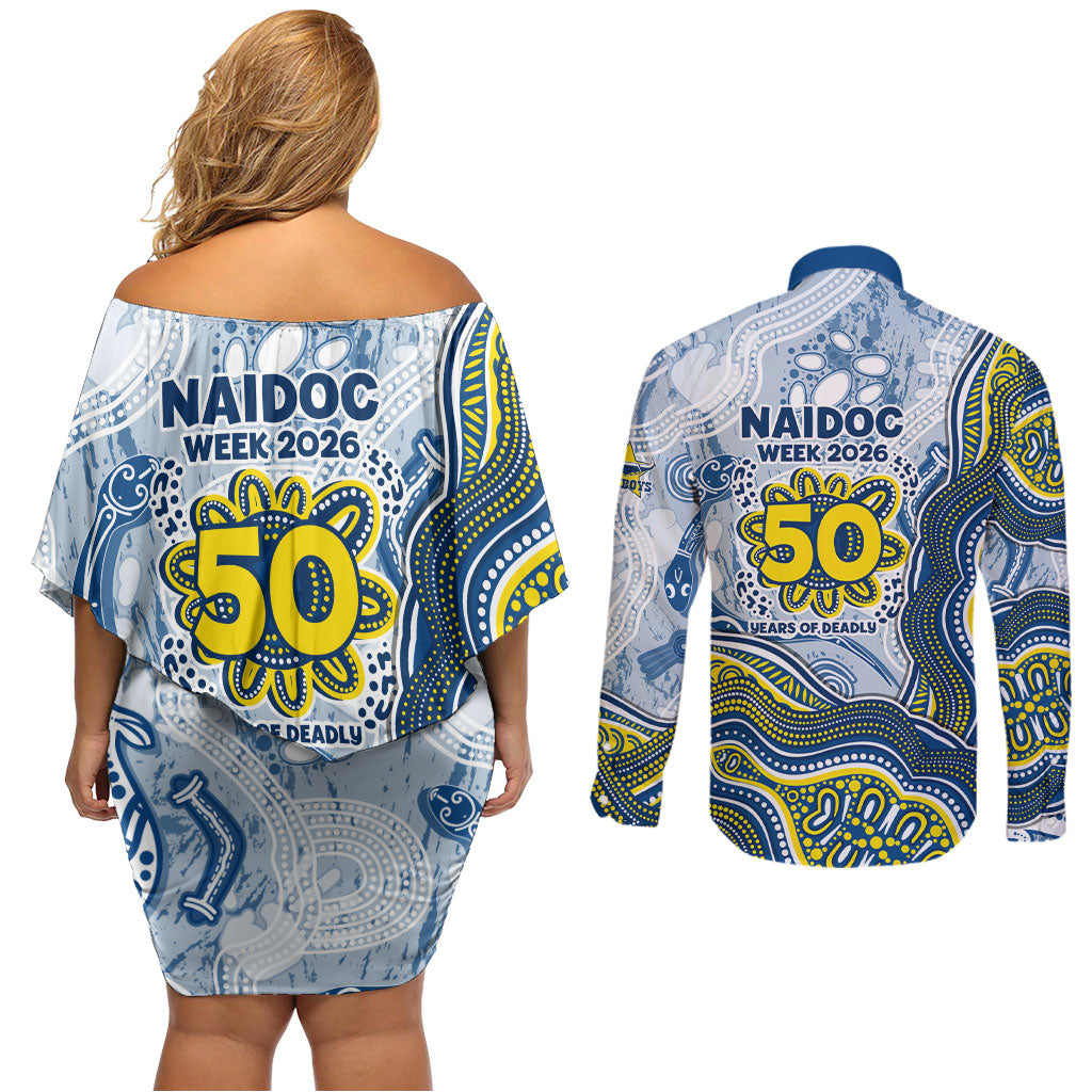 North Queensland Cowboys NAIDOC Week 2026 Couples Matching Off Shoulder Short Dress and Long Sleeve Button Shirt First Nations of Australia Aboriginal Mascot Rugby