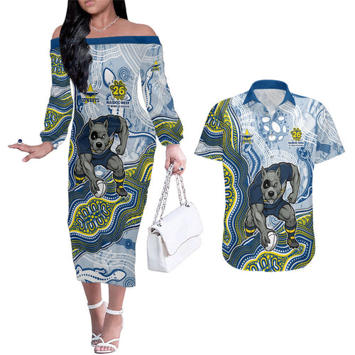 North Queensland Cowboys NAIDOC Week 2026 Couples Matching Off The Shoulder Long Sleeve Dress and Hawaiian Shirt First Nations of Australia Aboriginal Mascot Rugby