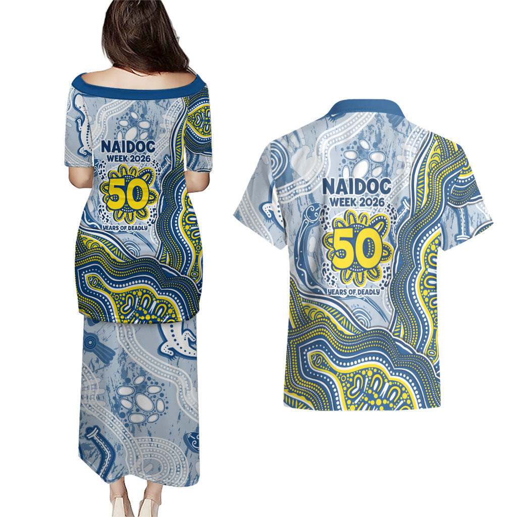North Queensland Cowboys NAIDOC Week 2026 Couples Matching Puletasi and Hawaiian Shirt First Nations of Australia Aboriginal Mascot Rugby