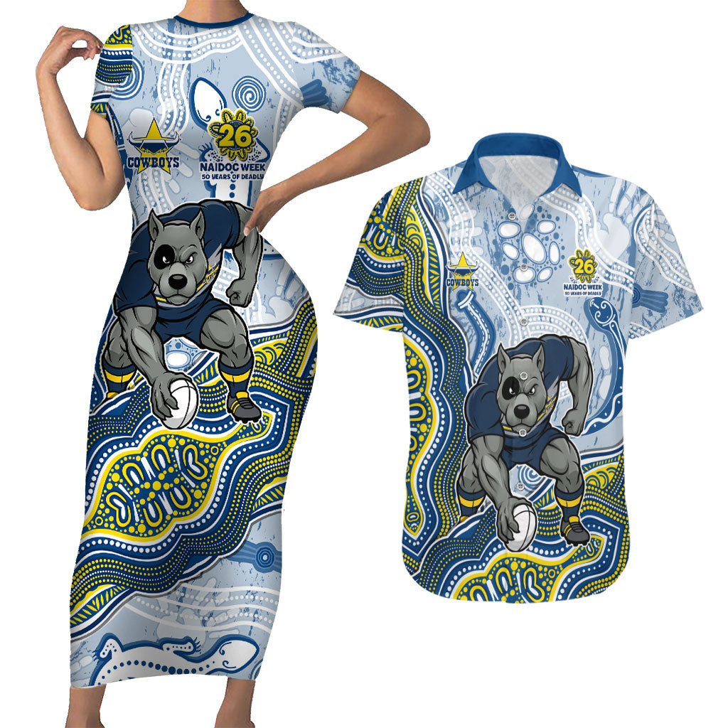 North Queensland Cowboys NAIDOC Week 2026 Couples Matching Short Sleeve Bodycon Dress and Hawaiian Shirt First Nations of Australia Aboriginal Mascot Rugby