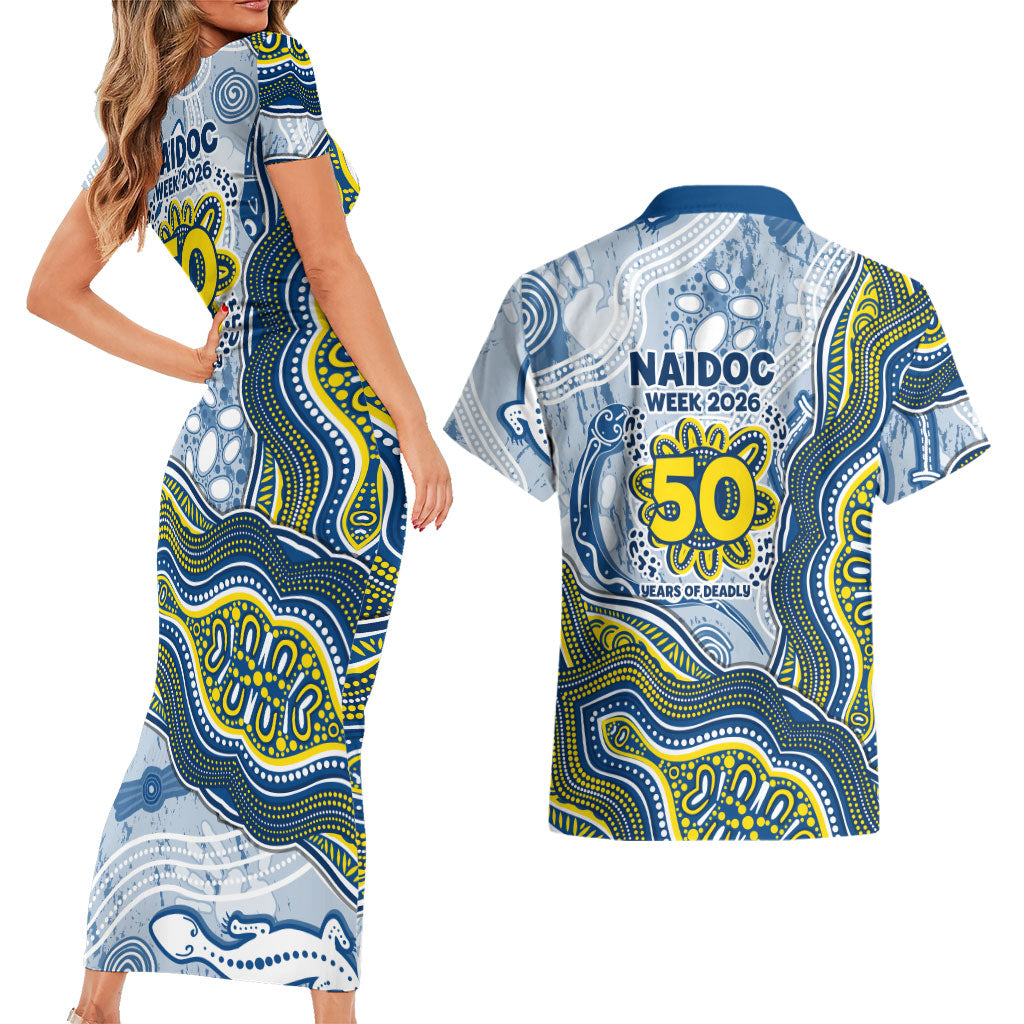 North Queensland Cowboys NAIDOC Week 2026 Couples Matching Short Sleeve Bodycon Dress and Hawaiian Shirt First Nations of Australia Aboriginal Mascot Rugby